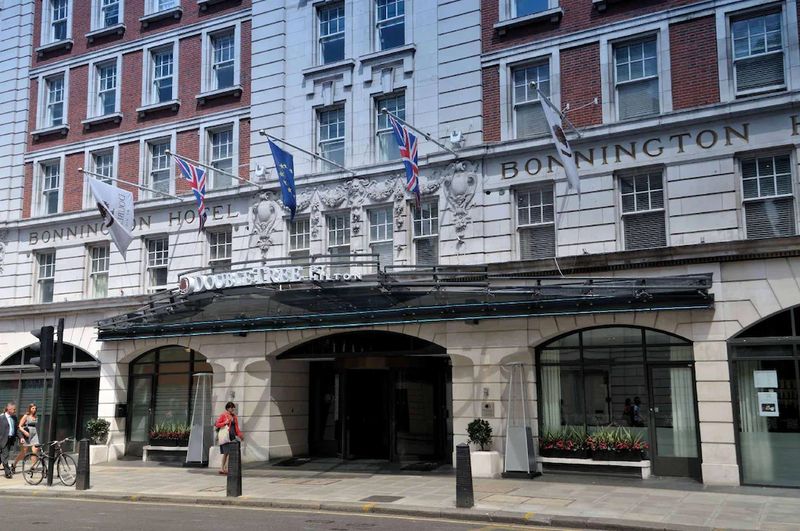 Street facade of the Bonnington Hotel on Southampton Row, Holborn, the building now occupied by DoubleTree by Hilton London West End.