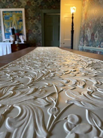 Lincrusta embossed relief panel at the Castle of Trematon.