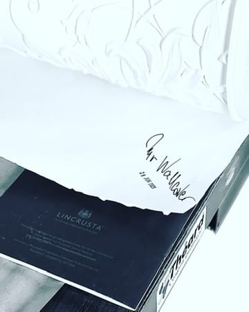 Lincrusta leaflet on site at the Castle of Trematon, November 2021.