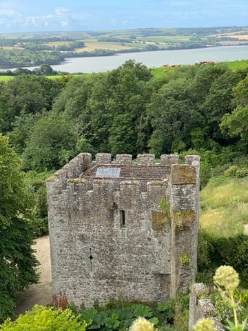 The Norman keep of the Castle of Trematon seen from the house.